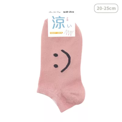 本之豐 超細涼感船襪【佳瑪】可愛 多款 夏日 清涼 吸濕 排汗微笑-梅粉
