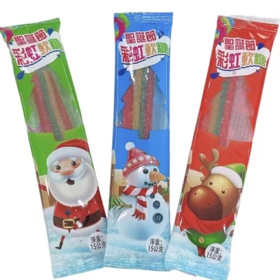 聖誕節 彩虹軟糖 15g【佳瑪】銅板零食 聖誕老公公 聖誕帽 派對點心 軟糖