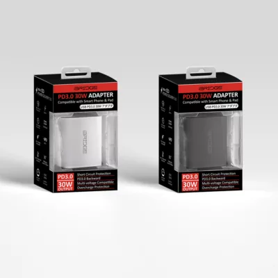 iBRIDGE 30W PD+QC 雙孔快速 充電器 雙孔快充 傳輸線 充電頭顏色:黑色