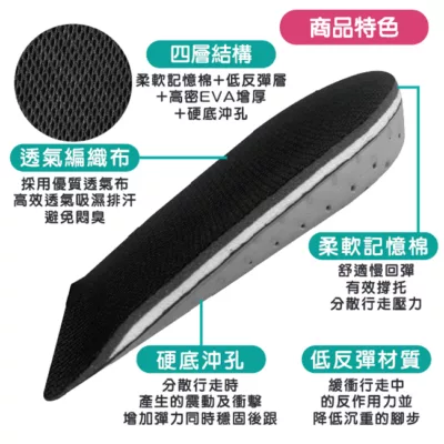 福可超輕隱形增高鞋墊2.5cm【佳瑪】