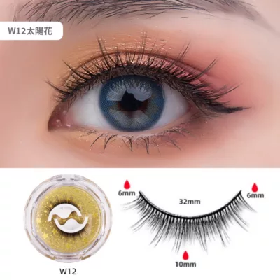 自黏眼睫毛 假睫毛 濃密 纖長 共5款【小女子】網美必備 不需膠水 自黏 可重複使用 快速完妝 仿真野生 裸妝W12太陽花