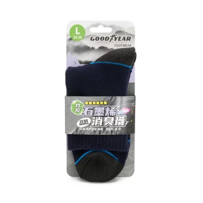 Goodyear固特異 石墨烯機能襪 吸濕排汗透氣尺寸:25－28深藍