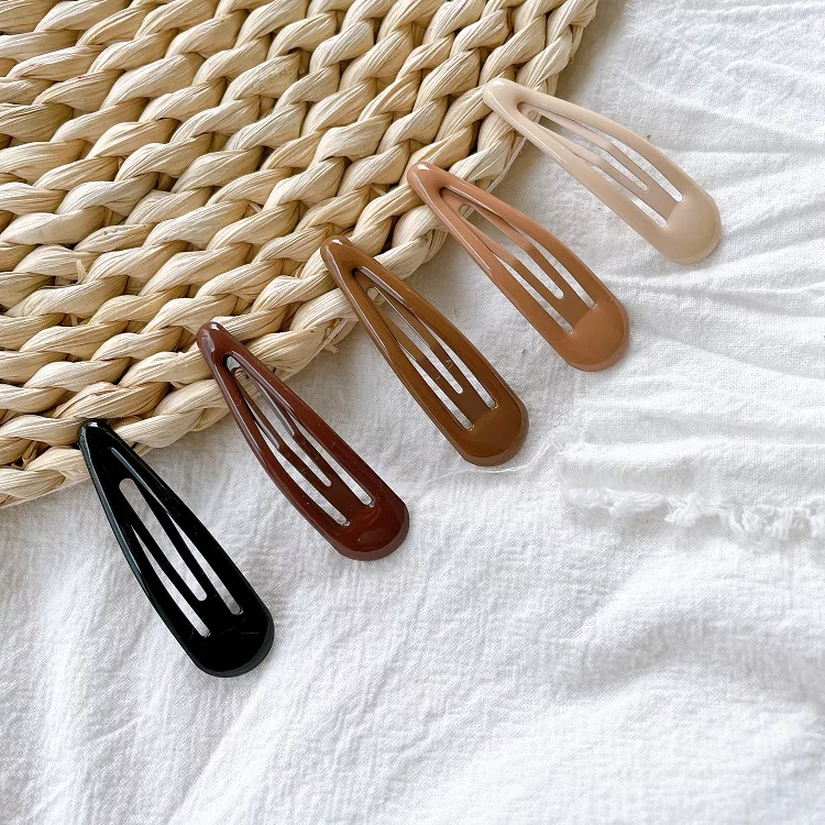 滴油 亮面 BB夾 大/中/小 黑色/大地色 多入超值組【小女子】髮夾 髮飾 滴答夾大地色5入(小)