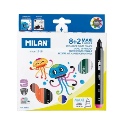 MILAN 魔法變色彩色筆 7.5mm 粗筆桿8+2色【佳瑪】學齡前 著色 美勞 繪畫 彩繪