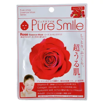 Pure Smile精華面膜 單片 黑珍珠/白玫瑰/玫瑰/蘆薈/蜂王漿/維他命 保濕 美白 舒緩款式:玫瑰