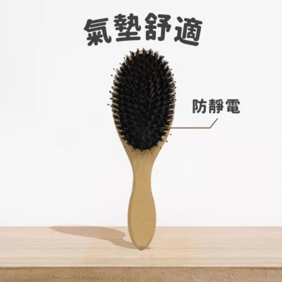 禾木蛋形豬鬃氣墊按摩梳【佳瑪】豬鬃毛梳 順髮梳 梳子