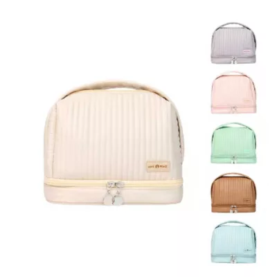 My Travel 吐司化妝包 【佳瑪】大容量 化妝袋 旅行用 防水 可愛 俏皮 多顏色 手提 時尚淺藍