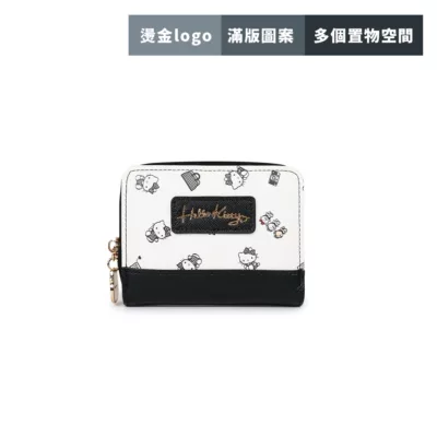 PG美人網 HELLO KITTY x短夾-黑色 【佳瑪】花漾漫步