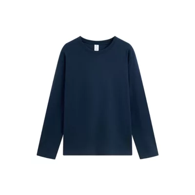 時尚厚T 素T 長袖T恤【佳瑪】大學T深灰藍 M