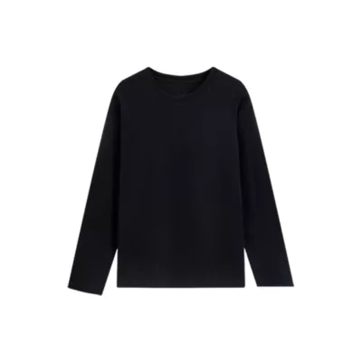 時尚厚T 素T 長袖T恤 (S-2XL)大學T顏色:黑;尺寸:M