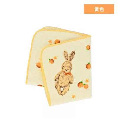 YABY 草莓兔絨棉小方巾 藍/粉/黃【佳瑪】開學 學生 口水巾 方巾 擦臉巾 擦手巾黃