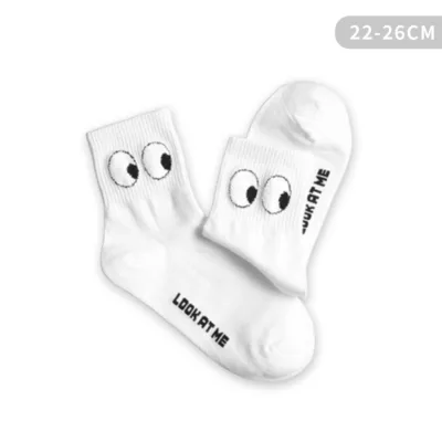 韓國毛茸茸大眼睛中筒襪【佳瑪】少女襪 3/4襪 韓國襪 正韓白色