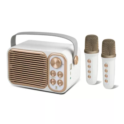 aibo 雙人對唱行動KTV 藍牙喇叭麥克風組【佳瑪】隨身 行動 便攜 手提設計白色