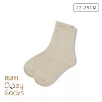 RUIYI舒適棉素色長襪【佳瑪】少女襪 3/4襪奶茶