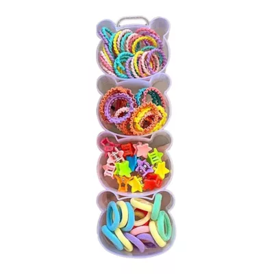 熊熊 兒童基礎髮束沙夾(附收納盒) 髮束 小沙夾 兒童 成人 熊熊盒 可愛 兒童髮束髮夾飾品盒 好收納規格:深色款