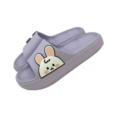 可愛動物厚底拖 EVA防滑 居家拖鞋 情侶拖鞋 加厚鞋底 超柔軟室內拖規格:紫26