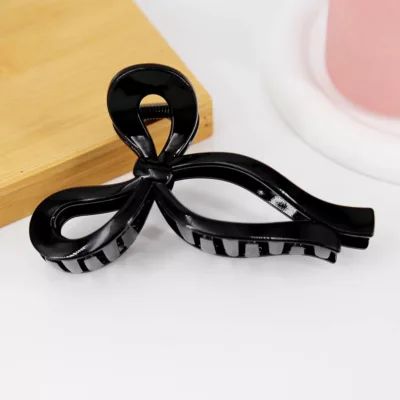 LOVE RECIPE 亮面 蝴蝶結鯊魚夾【佳瑪】抓夾 韓系 蝴蝶結造型 休閒 沙夾 高質感髮夾 大號 半頭 全頭黑