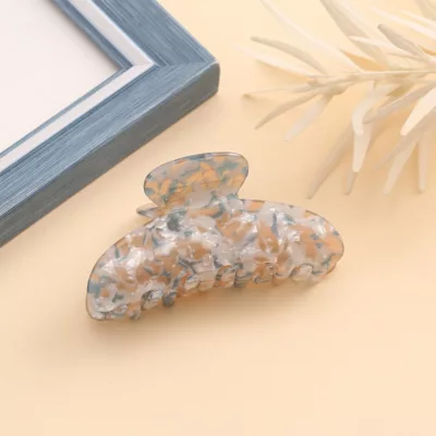 LOVE RECIPE 簡約韓系碎花鯊魚夾 醋酸抓夾 沙夾 休閒 抓夾 高質感髮夾 半頭 全頭 新款規格:藍