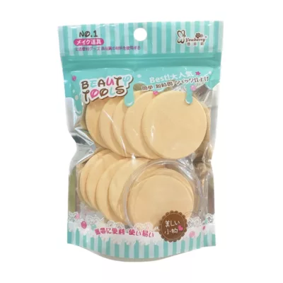 精緻小圓形粉撲-10入(贈收納盒) H-1486 圓形粉撲 粉撲 化妝海綿