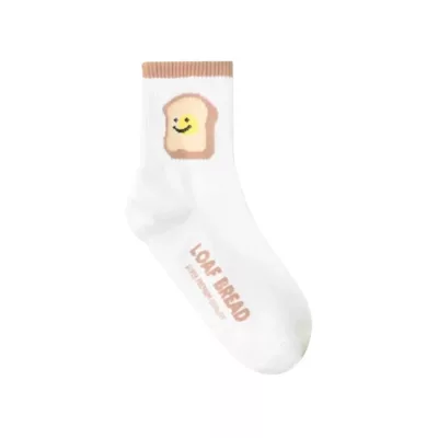 正韓食物微笑表情中筒襪【佳瑪】 正韓 棉襪 白襪 可愛 食物吐司
