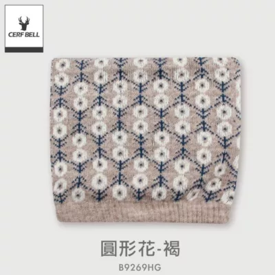 CB 石墨烯日系多功能圍脖 【佳瑪】花格紋 多功能款式 石墨烯 禦寒 外出 機車 冬季 溫暖圍脖專區 保暖絨毛圍脖圓形花-褐