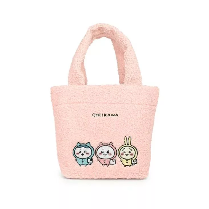 吉伊卡哇 刺繡絨毛手提包 毛絨顏色:粉