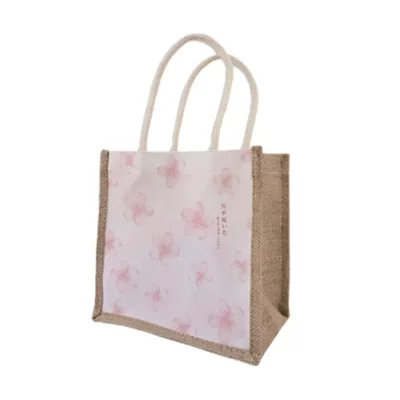 麻布手提袋(M) 餐袋 便當袋 小方包規格:浪漫春櫻