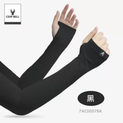 CB CERF BELL 兒童 洞洞 涼感 指洞 袖套【佳瑪】戶外 露營 登山 防曬 騎車 降溫 冰絲黑